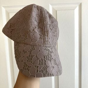 Grey Floral Lace Baseball Cap